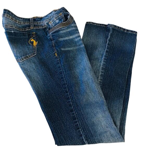 Y2k Phat Fashions Silver Label Jeans Flare Leg Iconic Cat Logo on back pocket - Picture 13 of 16